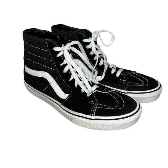 VANS Off the Wall Men's 7.5 Women's 9 Sk8 Hi Skateboarding Sneakers Black Suede - Picture 1 of 7